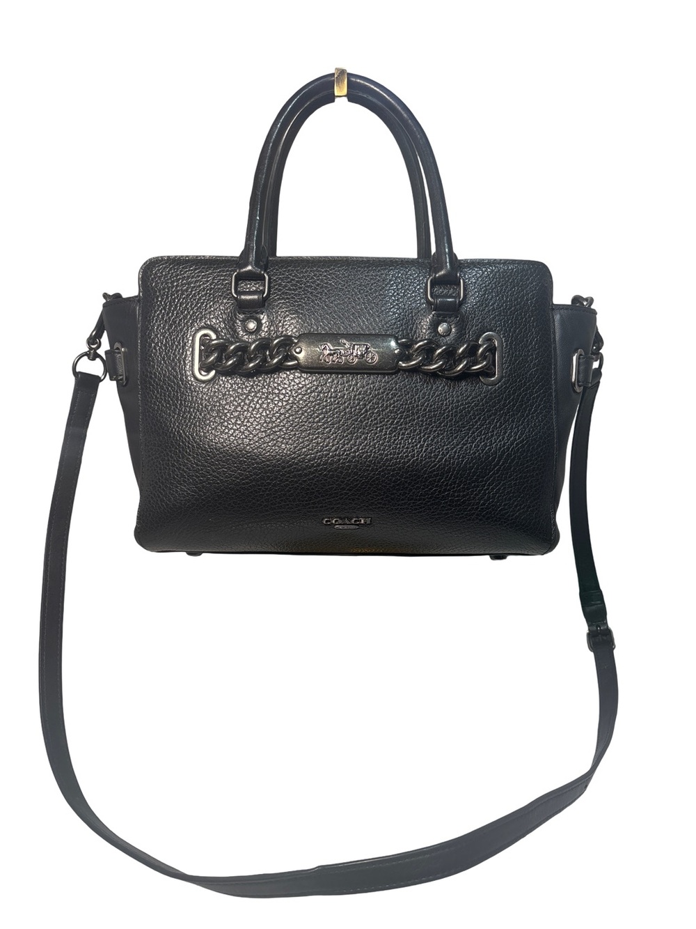 Coach Blake Carryall 25 Black Pebble Leather Satchel Crossbody F31525